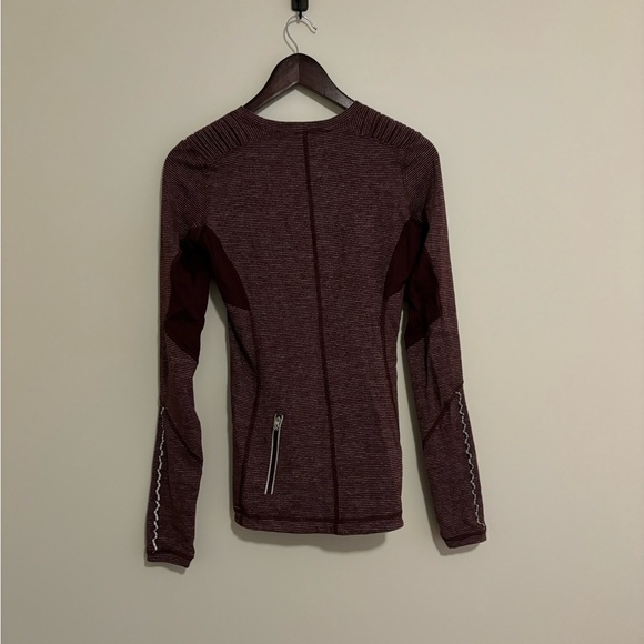 Dark Red / Maroon Striped Lululemon Running Long Sleeve. Size 4. - Picture 2 of 3
